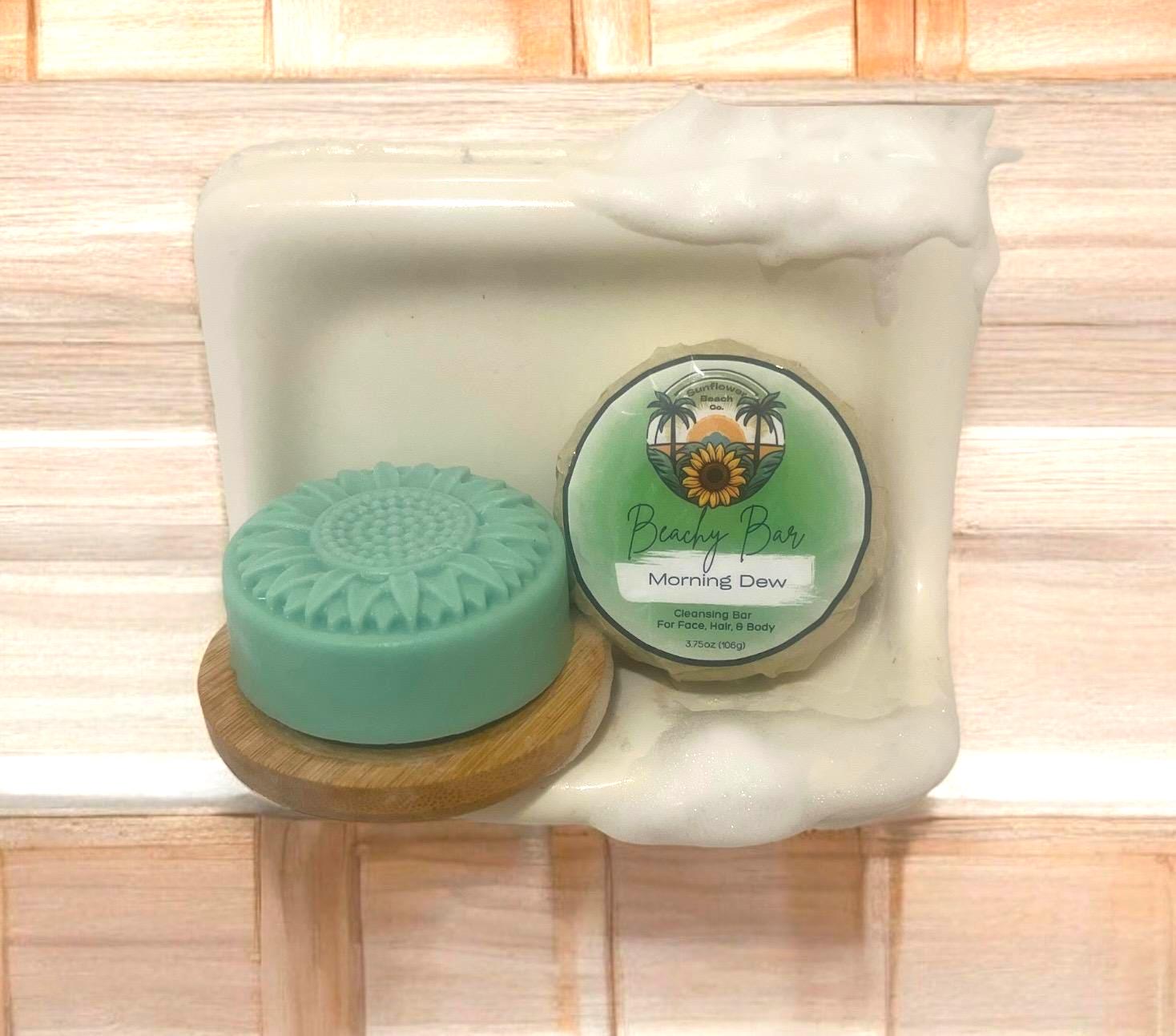 Homemade Soap - Morning Dew - 3 in 1 Beachy Bar - Face, Hair, Body Cleanser