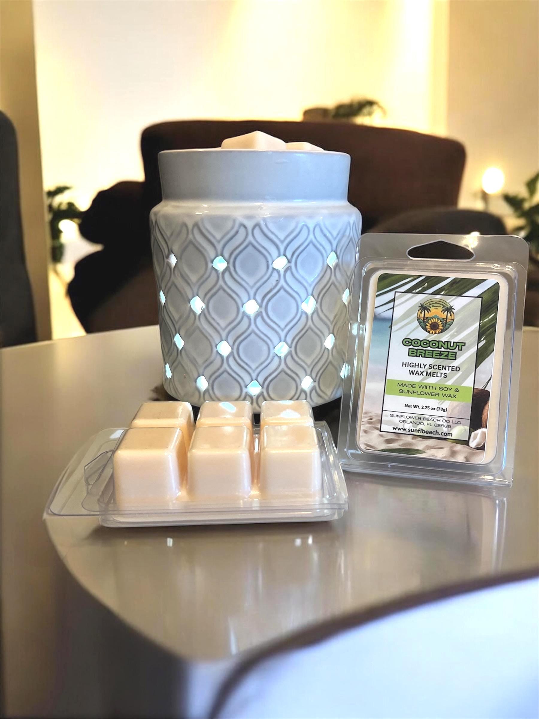 Scented Wax Melts,  - Coconut Breeze - Soy & Sunflower Wax - Handmade Wax Tarts